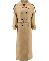 Gucci - Wool And Silk Crepe Coat With All-Over Gg Motif - Lyst