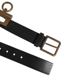 Dolce & Gabbana - Leather Side Rings Brass Buckle Belt - Lyst