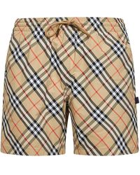 Burberry - Sand Printed Nylon Check Swim Shorts - Lyst