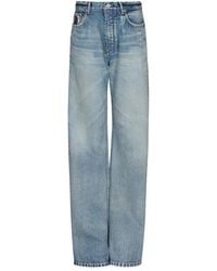 Maison AlaïA - Jean Droit En Denim Bleu - Lyst