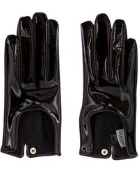 DURAZZI MILANO - Patent And Calfskin Leather Gloves. Silk Lining - Lyst
