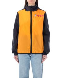 COMME DES GARÇONS PLAY - Bicolor Waterproof Zip Jacket With Hood - Lyst