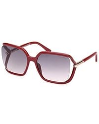 Tom Ford - Sunglasses Square Semi Rim, Shiny Fuxia Frame And Smoke Gradient Lens Ft108975B - Lyst