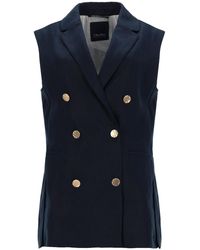 Max Mara - S Max Mara Doublebreasted Linen Mat Vest - Lyst