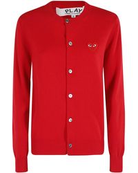 COMME DES GARÇONS PLAY - Round Neck Cardigan Emblem - Lyst