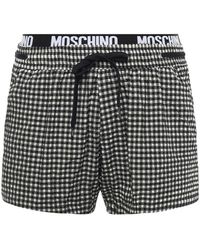 Moschino - Checked Swim Trunks With Logo - Lyst