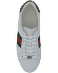 Gucci - Gucci Leather With Web Stripe Sneaker - Lyst
