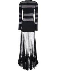 Norma Kamali - Long Dress With Semi-Sheer Design And Flared Skirt - Lyst