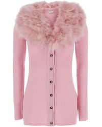 Blumarine - Round Neck Sweater Virgin Wool Top - Lyst