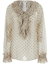 P.A.R.O.S.H. - Blouse With Ruched Detail On The Front And All-Over - Lyst