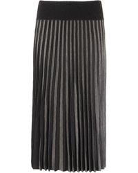 Agnona Crepe Wool Pleated Skirt - Grey