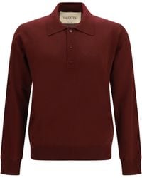 Valentino - Long-Sleeve Wool Polo With Vlogo Merino Ovis Aries Shirts - Lyst