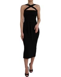 Dolce & Gabbana - Sheath Halter Sleeveless Midi Dress - Lyst