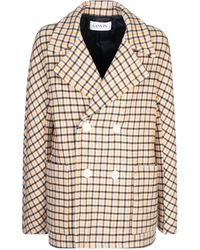Lanvin - Check Double-Breasted Blazer - Lyst