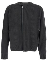 Tonywack - Crew Neck Cardigan With Ribbed Design - Lyst