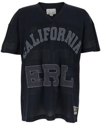 ERL - T-Shirt With V-Neck And Maxi Logo Print On The Front - Lyst