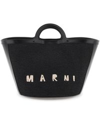 Marni - Tropicalia Leather And Raffia Tote Bag - Lyst