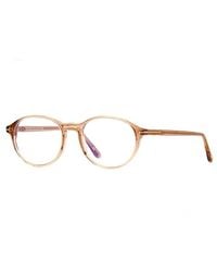 Tom Ford - Eyeglasses Round Full Rim, Transparent Frame And Clear Light Block Lens Ft5753-B045 - Lyst
