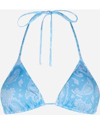 Mc2 Saint Barth - Triangle Top Swimsuit With Paisley Print - Lyst