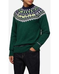 Mc2 Saint Barth - Alpaca Sweater Heron Nordic Soft With Fair Isle Jacquard And Courma Embroidery - Lyst