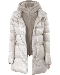 Womens Clothing Jackets Padded and down jackets - Save 10% Natural Herno Synthetic Faux Fur-trim Hooded Jacket in Beige 