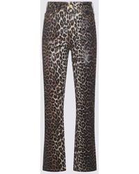 Ganni - Leopard Cotton Jeans - Lyst
