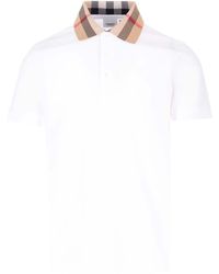 Burberry - Check Collar Polo Shirt - Lyst