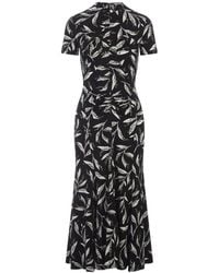 Rabanne - Printed Viscose Jersey Long Dress - Lyst