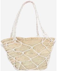 Filippo Catarzi 1910 - Straw And Cotton Bag With Leather Details - Lyst