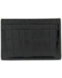 Tom Ford - T Line Glossy Crocodile-Print Calf Leather Card Holder With Embossed Logo - Lyst