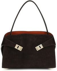 Ferragamo - Shoulder Bag Hug Soft Dark Suede - Lyst
