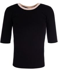 Elisabetta Franchi - Knit Top With Viscose Bands-Butter Main: Jumpers - Lyst