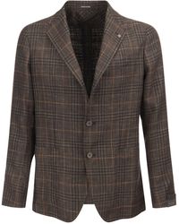 Tagliatore - Wool, Silk And Linen Jacket With Tartan Pattern - Lyst