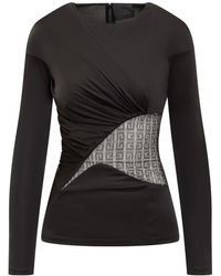 Givenchy - Draped Jersey And Lace Top 4g - Lyst