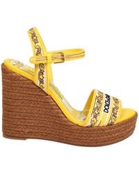 Dolce & Gabbana - Canvas And Leather Wedge Sandal - Lyst