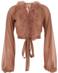 Blumarine - 4C095A Blouse W/Feathers - Lyst