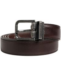 Dolce & Gabbana - Dolce & Gabbana Classic Leather Metal Buckle Belt - Lyst