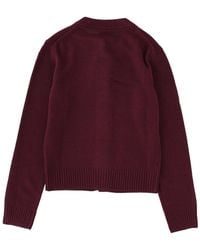 Ganni - Cardigan With Logo Wool Jumpers - Lyst