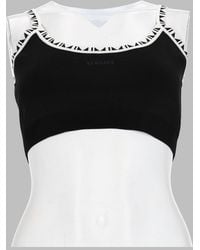 Versace - Cropped Ribbed Top With Logo Outer Fabric: Elastane - Lyst