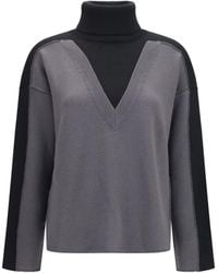 MM6 by Maison Margiela - Two-Tone High-Neck Sweater Merino Wool Ovis Aries - Lyst
