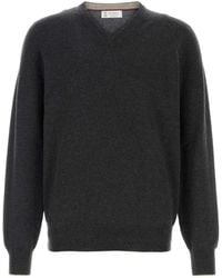 Brunello Cucinelli - Charcoal Cashmere Sweater - Lyst