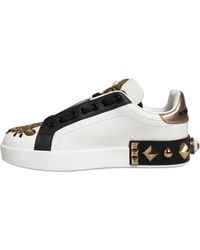 Dolce & Gabbana - Studded Portofino Sneakers Shoes Calf Leather - Lyst