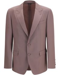 Dolce & Gabbana - Single-Breasted Wool Poplin Jacket Fleece Ovis Aries - Lyst