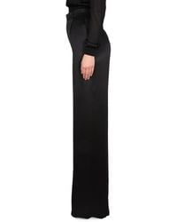 Saint Laurent - Satin Flared Pants Silk Trousers - Lyst