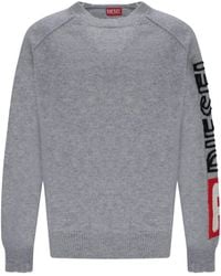 DIESEL - Wool Sweater With Cut-up Logo - Lyst