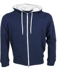 Barba Napoli - Lightweight Stretch Cotton Sweatshirt With Hood With Contrasting Color Interior And Zip Closure - Lyst