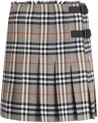 Burberry - Check Archive Wool Miniskirt - Lyst
