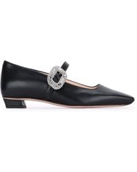 Roger Vivier Mini Strap Strass Soft Ballerina in White | Lyst