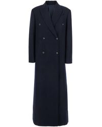 Brunello Cucinelli - Double-Breasted Long Coat With Peak Revers - Lyst