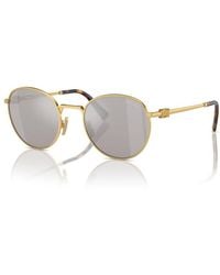 Miu Miu - Miu Sunglasses Round Full Rim, Frame And Light Mirror Lens Mu55Zs5Ak07F - Lyst